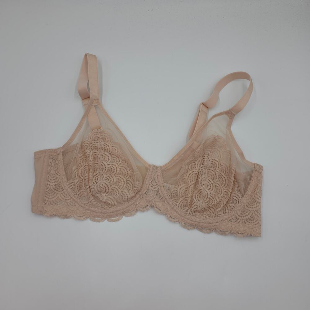 HSIA Mermaid Scales Lace Unlined Bra in Beige Size 40C